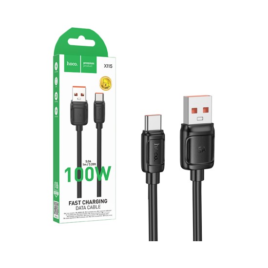 Cabo Hoco X115 Surpass Tipo-C 100W 5,0A 1m Preto